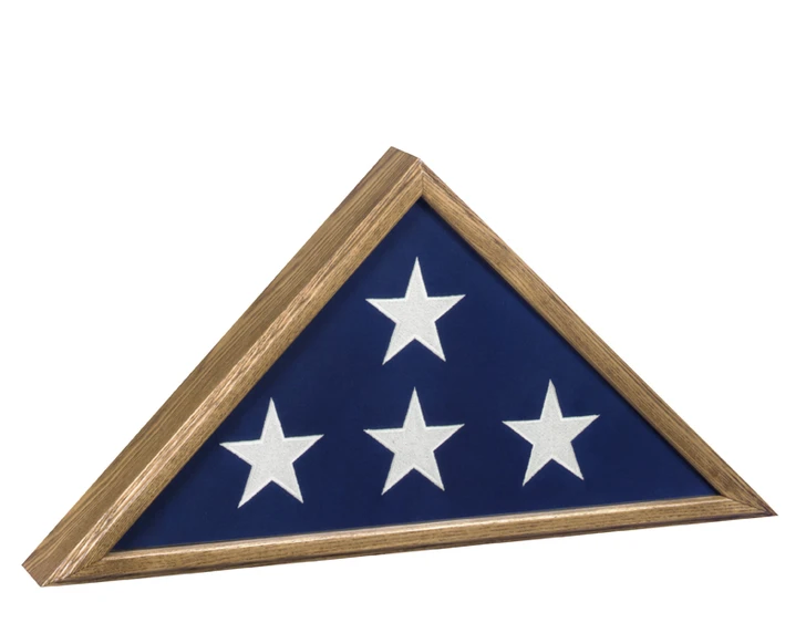 Veteran Flag Display Case with Vintage Oak Finish