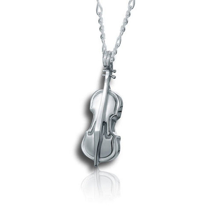 Violin Sterling Silver Cremation Jewelry Pendant Necklace