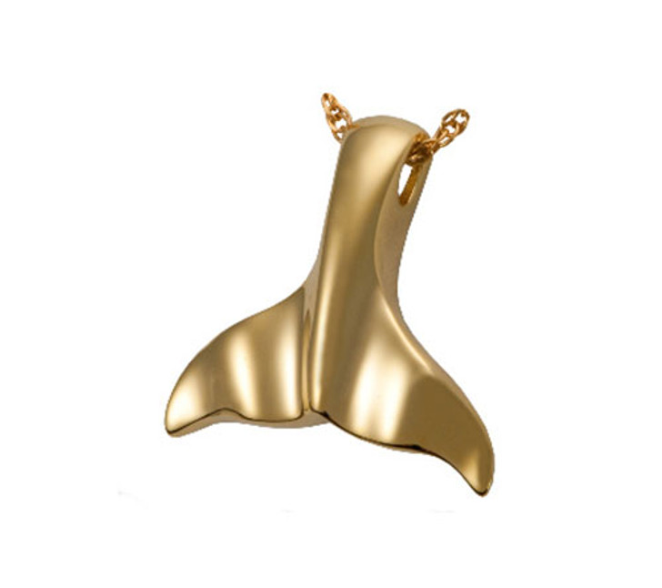 Whale Tail Cremation Jewelry in Solid 14k Yellow Gold or White Gold