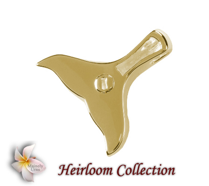 Whale Tail Cremation Jewelry in Solid 14k Yellow Gold or White Gold