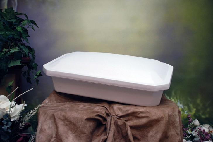 24 Inch White with Blue Deluxe Child Infant Casket