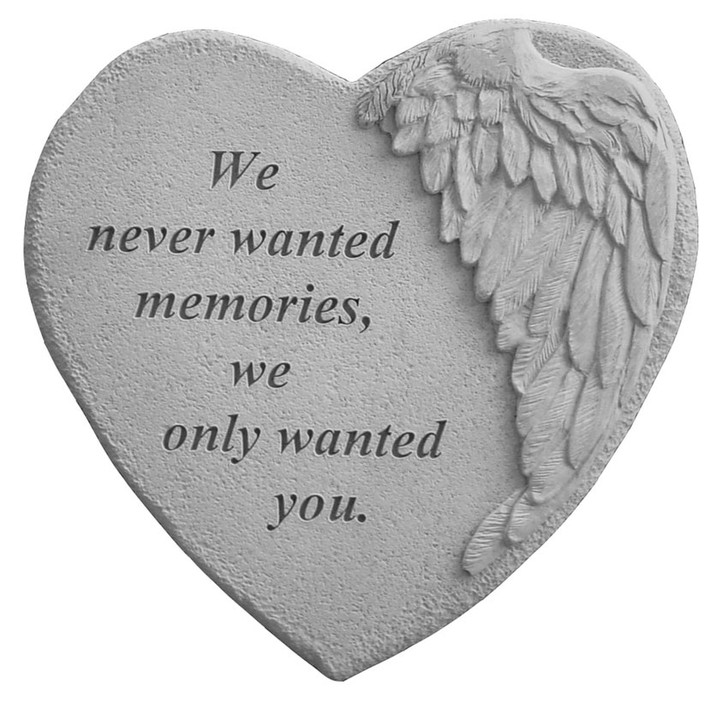 Winged Heart - We Never Wanted - Memorial Garden Stone