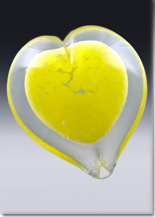 Small Yellow Boundless Heart Cremains Encased in Glass Keepsake Cremation Urn