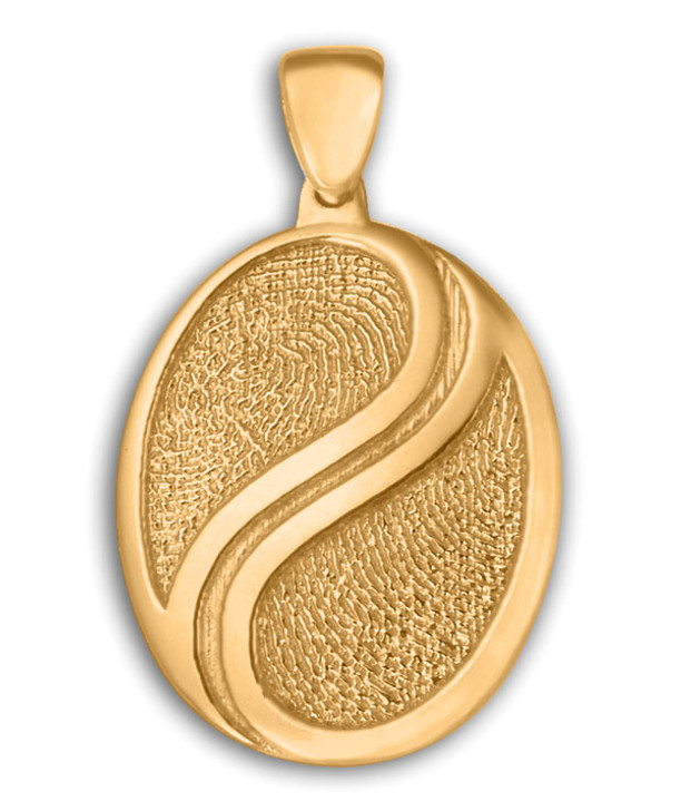 Yin Yang Thumbies 3D Fingerprint 14k Gold Keepsake Memorial Grand Pendant/Charm