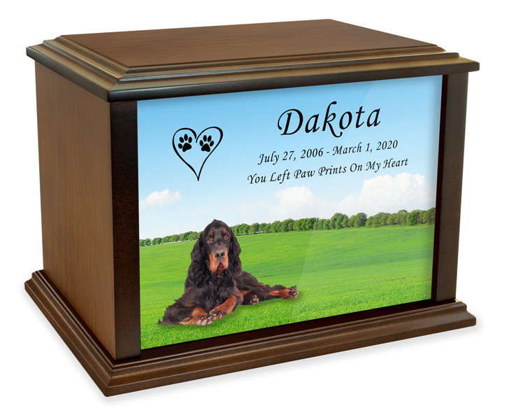 Gordon Setter True Companion Dog Photo Pet Cremation Urn - 3 Sizes