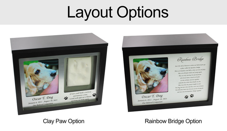 Pet Memorial Box Picture Frame with Paw Print Mold Kit - 3 Colors