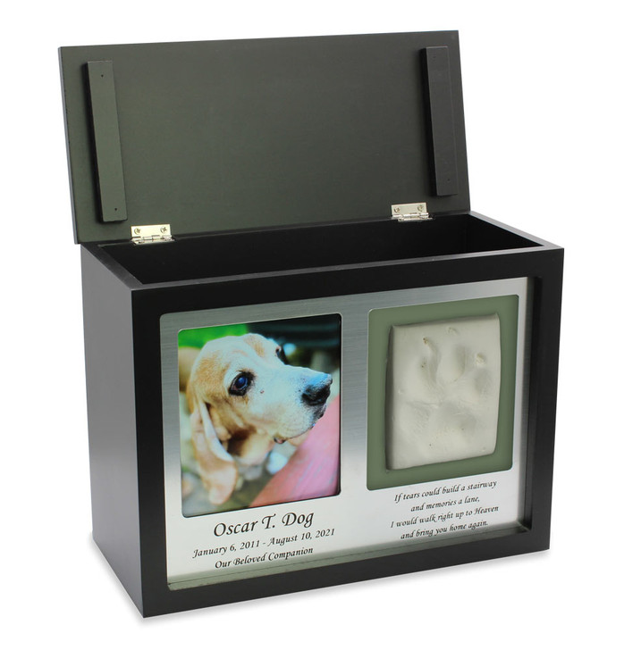 Pet Memorial Box Picture Frame with Paw Print Mold Kit - 3 Colors