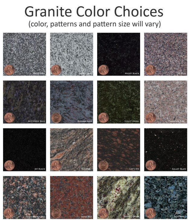 Sullivan Granite Companion Cremation Bench with 2 Cremation Urn Compartments - 2 Sizes - Multiple Colors