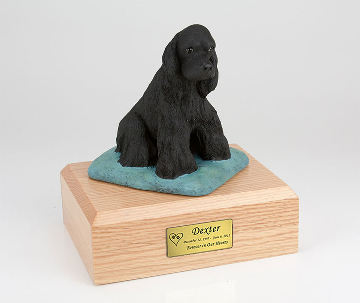 Black Cocker Spaniel Dog Figurine Pet Cremation Urn - 1551