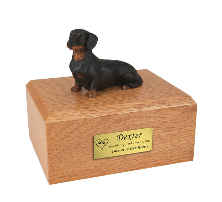 Black Dachshund Dog Figurine Pet Cremation Urn - 072