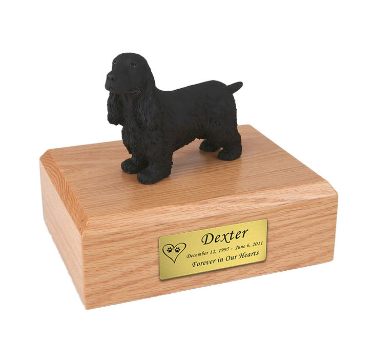 Black English Cocker Dog Figurine Pet Cremation Urn - 690