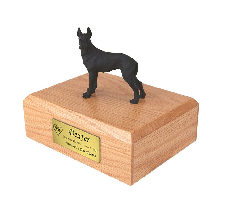 Black Great Dane Dog Figurine Pet Cremation Urn - 719