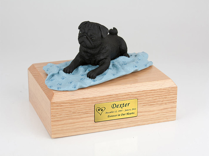 Black Pug Dog Figurine Pet Cremation Urn - 1656