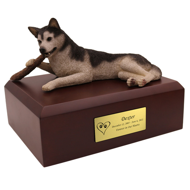 Black White Husky Dog Urn - 1602