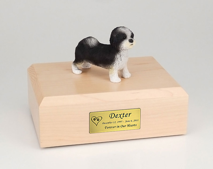 Black White Puppycut Shih Tzu Dog Figurine Pet Cremation Urn - 877