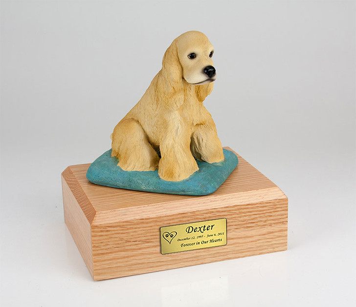 Blond Cocker Spaniel Dog Figurine Pet Cremation Urn - 1554