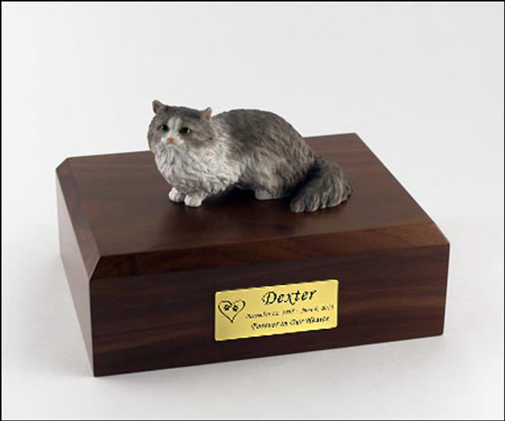 Gray Angora Cat Figurine Urn - 305