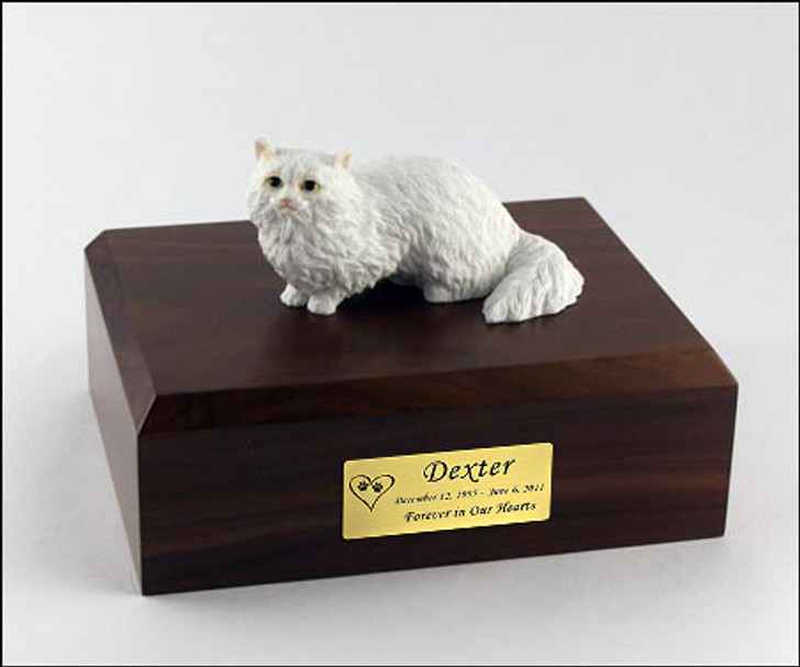 White Angora Cat Figurine Pet Cremation Urn - 302
