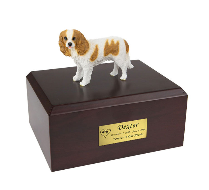 Brown White King Charles Spaniel Dog Figurine Pet Cremation Urn - 131