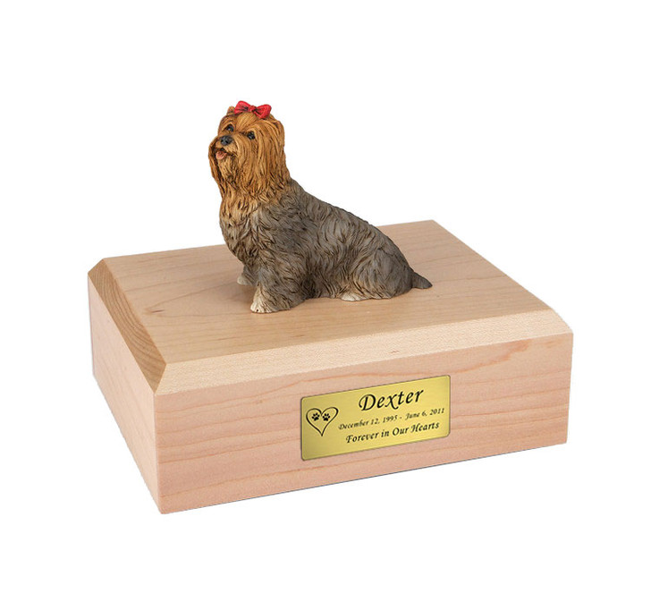 Brown Yorkshire Terrier Dog Figurine Pet Cremation Urn - 258
