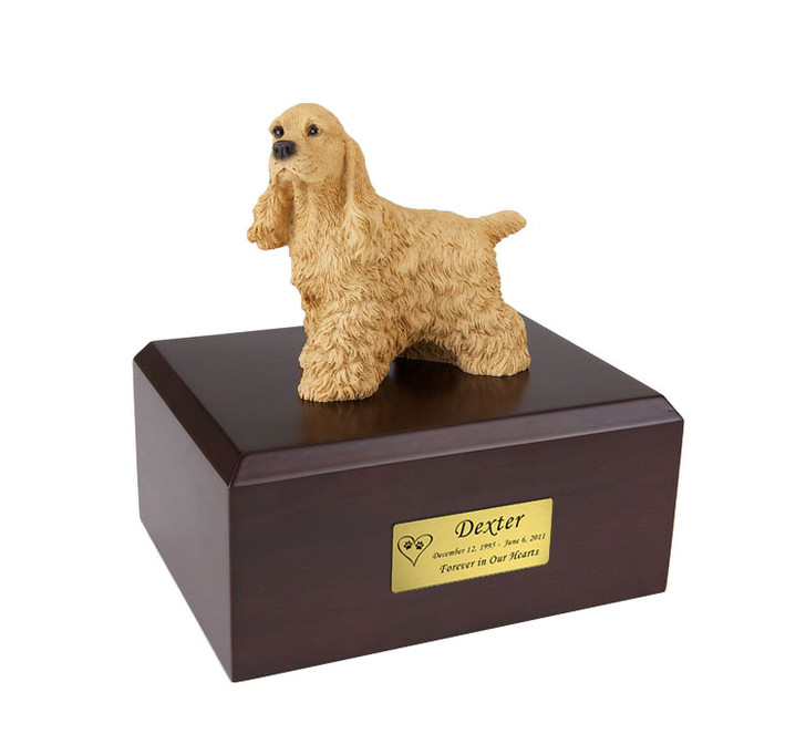 Buff Cocker Spaniel Dog Figurine Pet Cremation Urn - 060