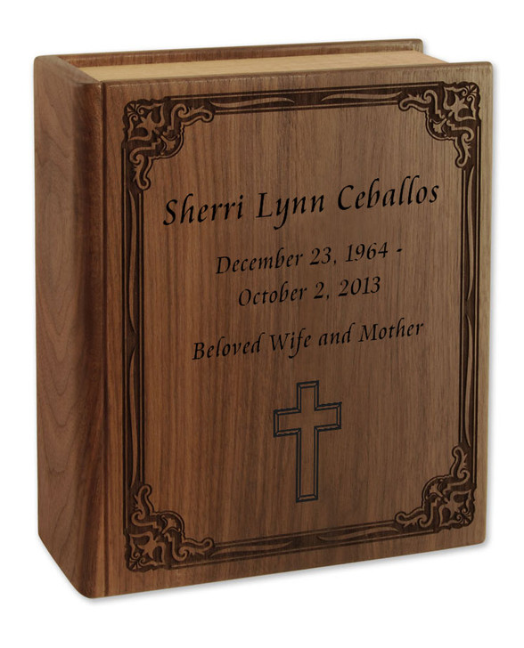 Customizable Wood Book Cremation Urn