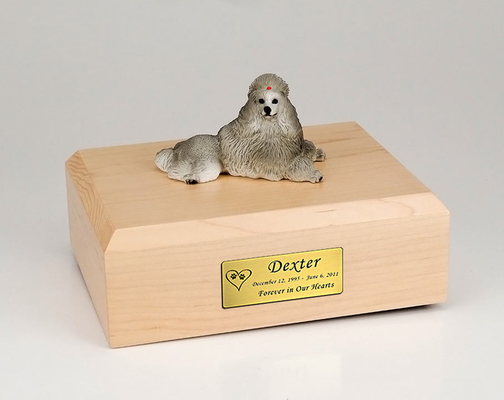 Gray Show Cut Poodle Dog Figurine Pet Cremation Urn - 809