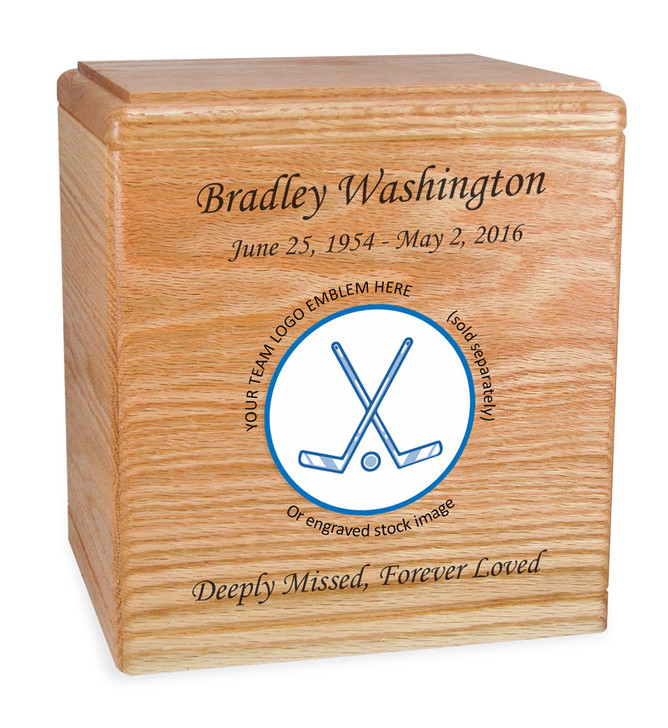 Hockey Cremation Urn - Solid Cherry-Oak-or-Walnut Wood