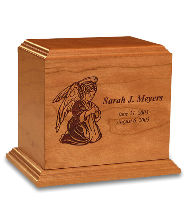 Infant Angel - Wood Infant Cremation Urn - Engravable