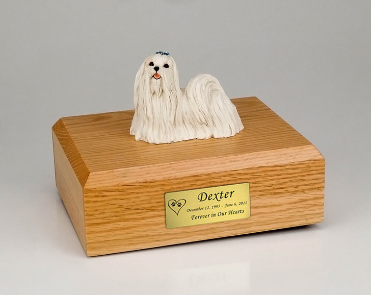 Maltese Dog Figurine Pet Cremation Urn - 343