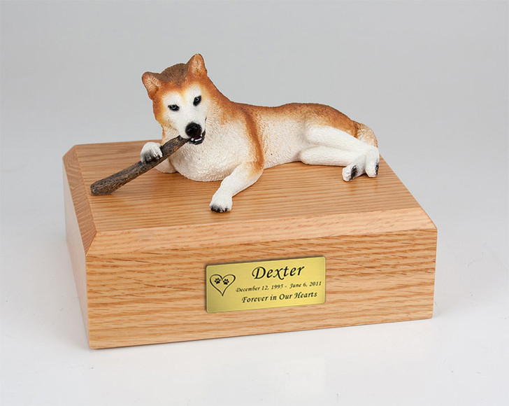 Red White Husky Dog Figurine Pet Cremation Urn - 1605