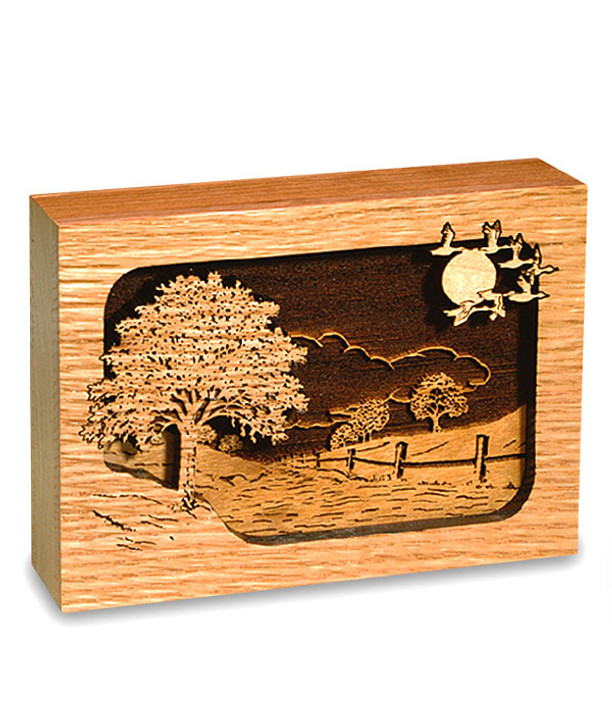 Road Home Dimensional Wood Keepsake Cremation Urn - Engravable