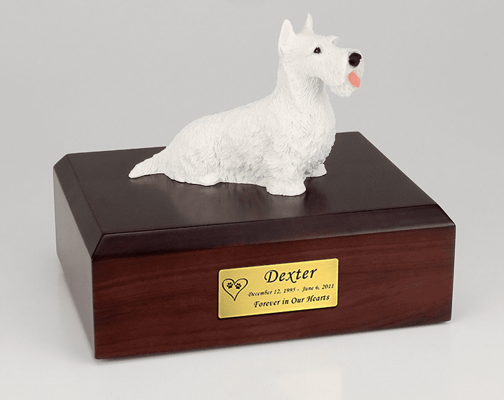 White Scottish Terrier Dog Figurine Pet Cremation Urn - 210