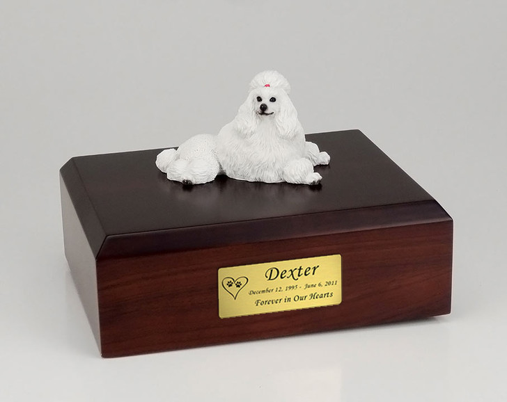 White Show Cut Poodle Dog Figurine Pet Cremation Urn - 811