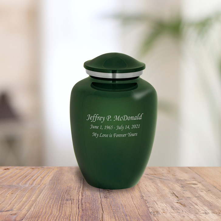 Engraved Text Cremation Urn