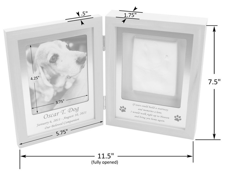 Pet Memorial Picture Frame with Paw Print Mold Kit