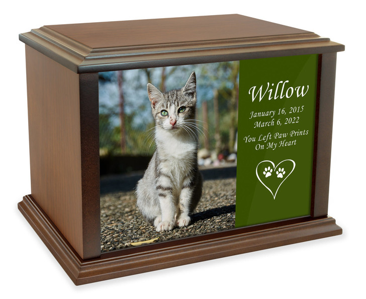 True Companion Cat Photo Wood Pet Cremation Urn