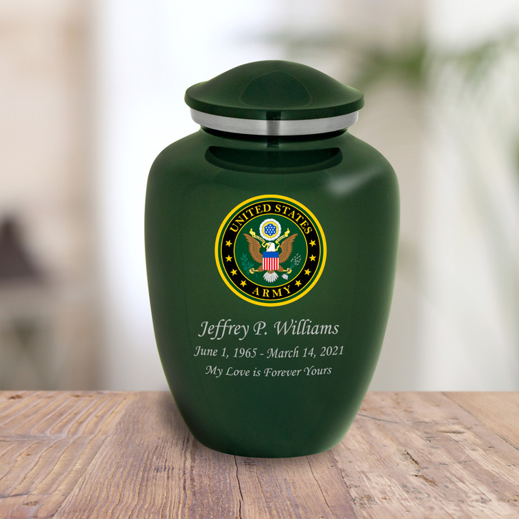 Army Color Emblem Cremation Urn