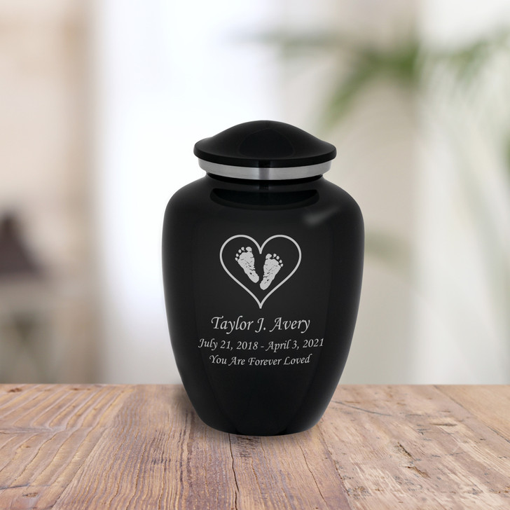Footprints in Heart Baby Infant Child Cremation Urn
