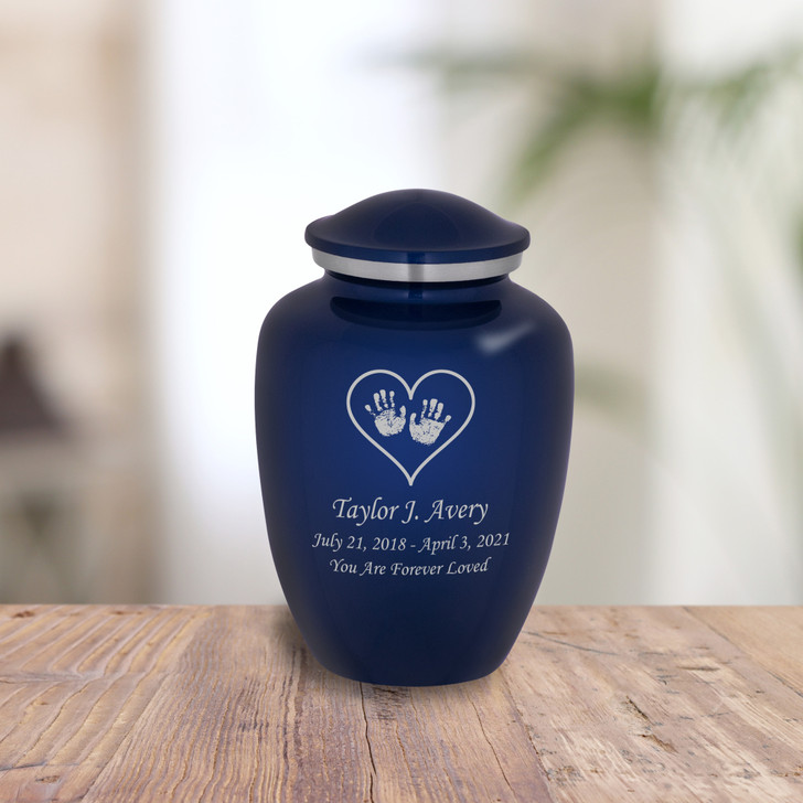 Handprints in Heart Baby Infant Child Cremation Urn