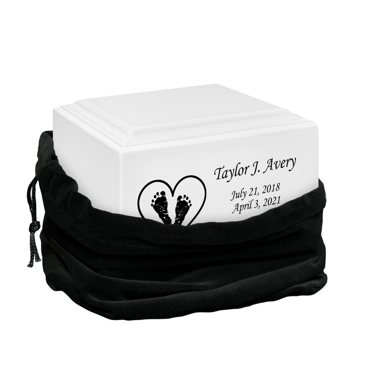 Footprints in Heart Baby Infant Child Stonewood Cremation Urn