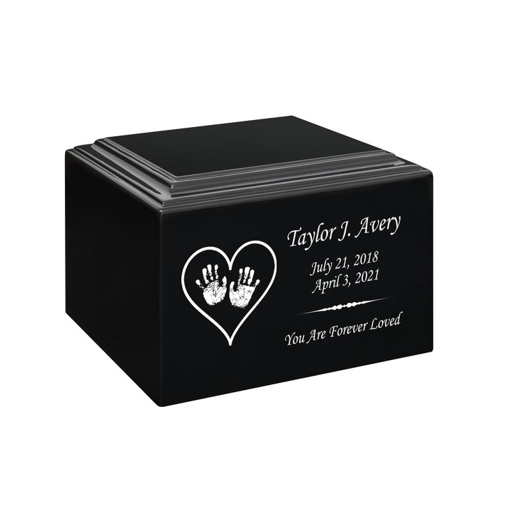 Handprints in Heart Baby Infant Child Stonewood Cremation Urn