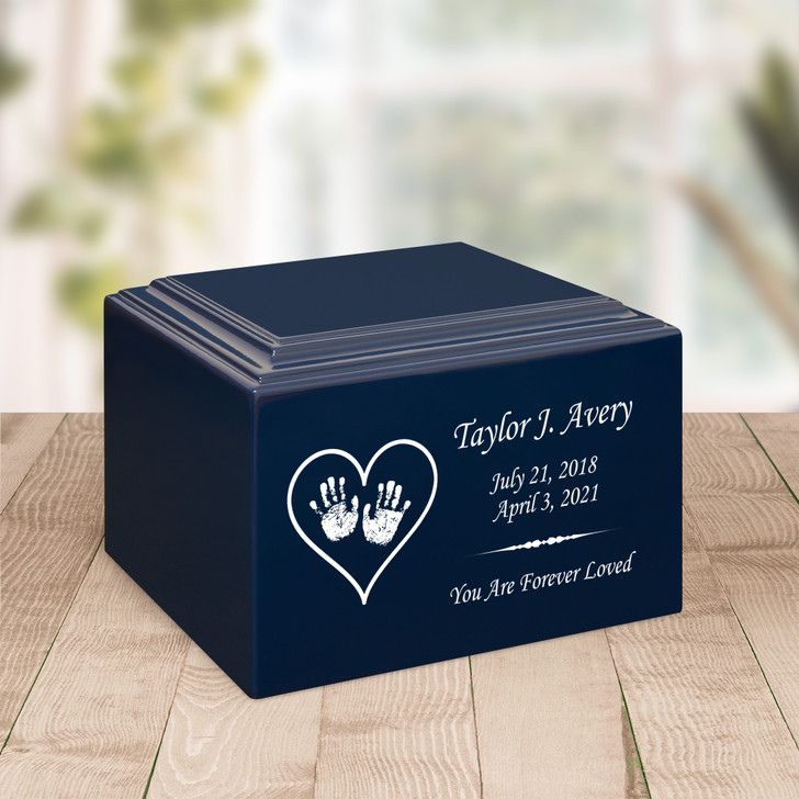 Handprints in Heart Baby Infant Child Stonewood Cremation Urn