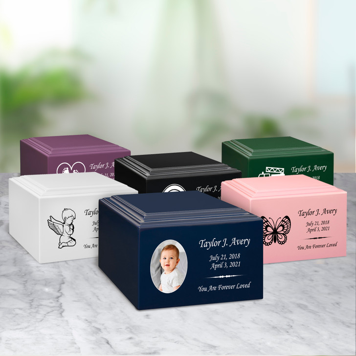 Custom Photo Baby Infant Child Stonewood Cremation Urn