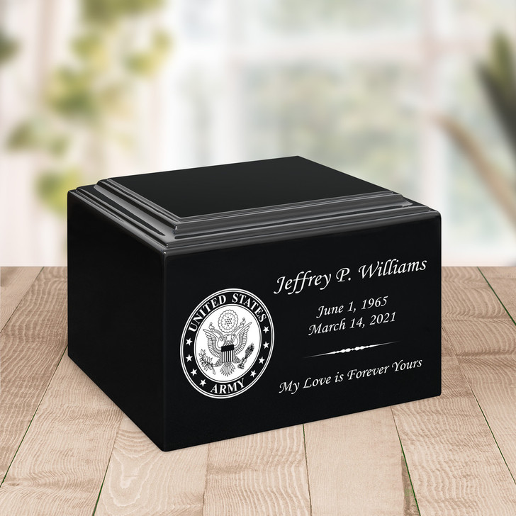 Military Stonewood Cremation Urn