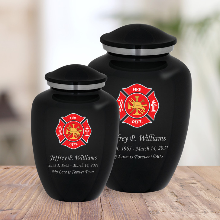 Firefighter Color Emblem Cremation Urn