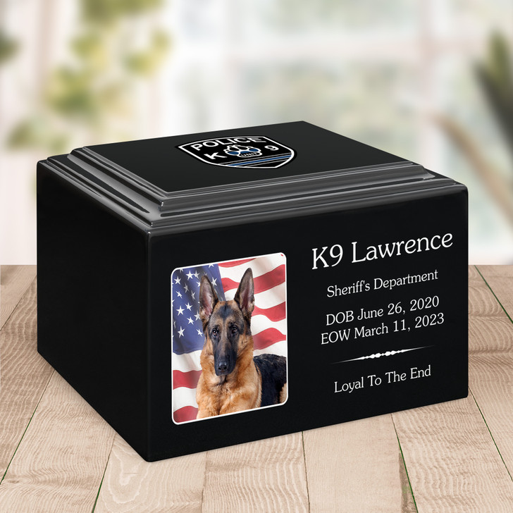 K-9 Service Dog Stonewood Cremation Urn - 2 Sizes