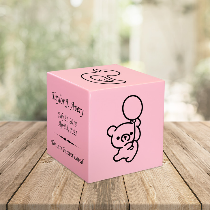 Baby Bear Baby Infant Child Stonewood Cube Cremation Urn