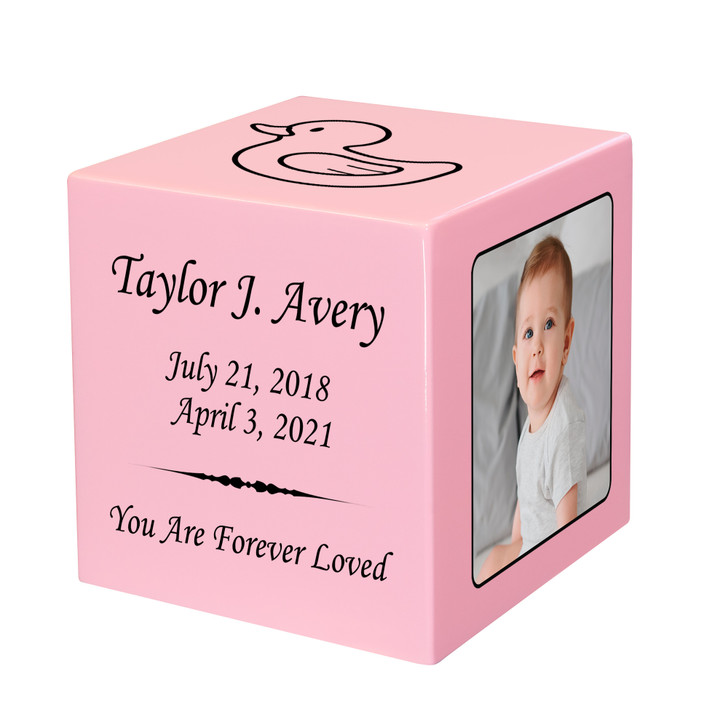 Custom Photo Baby Infant Child Stonewood Cube Cremation Urn