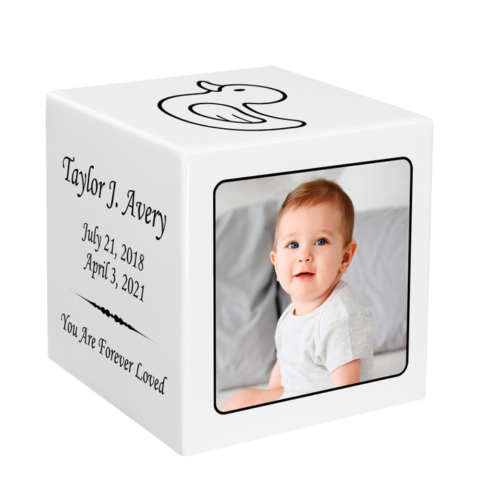 Custom Photo Baby Infant Child Stonewood Cube Cremation Urn